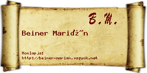 Beiner Marián névjegykártya